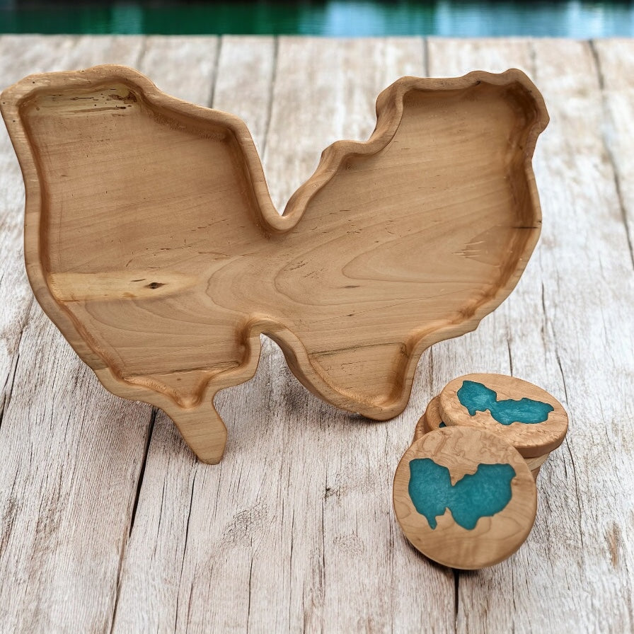 Beaver Lake Tray and Coaster Set
